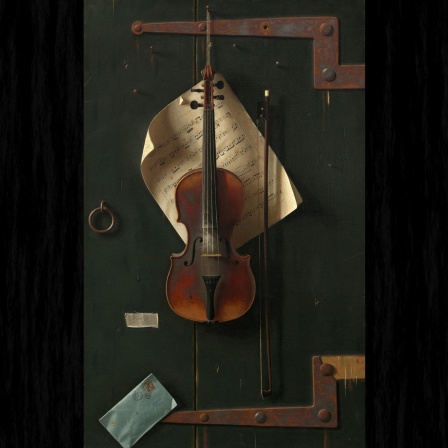 Gemälde: William Michael Harnett: "The old Refrain" (Trompe l'oeil mit Violine)