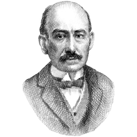 Portrait (Kreuzschraffur) des spanischen Komponisten Manuel de Falla.