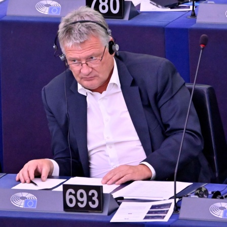 Jörg Meuthen bei einer Abstimmung im Plenarsaal des Europäischen Parlaments. 