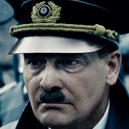 Szene aus dem Film "Führer und Verführer": Ein Mann mit Offiziersmütze schaut grimmig zur Seite