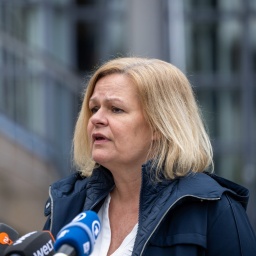 Nancy Faeser (SPD), Bundesministerin für Inneres und Heimat, gibt ein Statement zu den mutmaßlichen Agenten mit Verbindung zu Russland, die in Bayern verhaftet worden sind.