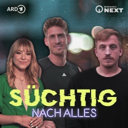 Collage mit Chris Curtis, Diana zur Löwen und Hubertus Koch, davor der Schriftzug Süchtig nach Alles