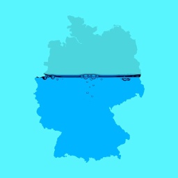 Umriss von Deutschland, der wie ein Glas zu einem Teil mit Wasser gefüllt ist.