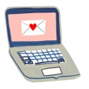 Umschlag mit Herz auf Laptopmonitor