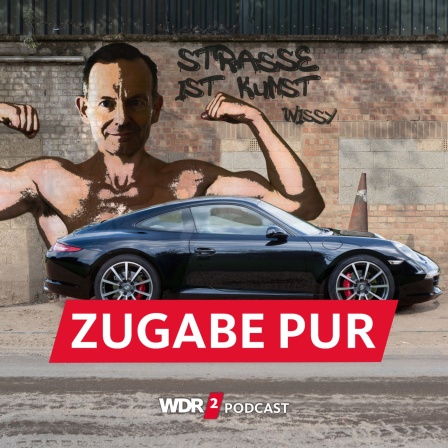 Satirische Fotomontage: Ein Porsche steht vor einer Steinwand, auf der Volker Wissing im Stile eines Banksy-Graffitis abgebildet ist