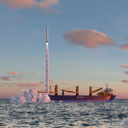 Bisher gibt es das nur als Illustration: ein Raketenstart mitten in der Nordsee. 