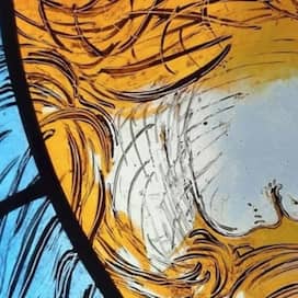 Ein Detail aus dem Glasfenster &#034;Jona und der Walfisch&#034; der Künstlerin Ada Isensee