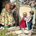 Eine Zeichnung aus dem Märchen &#034;Hänsel und Gretel&#034;