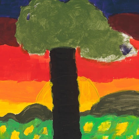 Ein von einem Kind gemaltes Bild zum Schlaflied "Kein schöner Land"