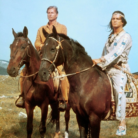 Lex Barker & Pierre Brice als Old Shatterhand und Winnetou im Film "Winnetou IIIl"