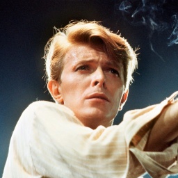 David Bowie steht während eines Konzertes 1978 an seinem Mikrofon.