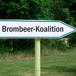 Ein Wegweiser zeigt die Richtung zu einer Brombeer Koalition an.