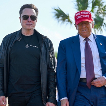 Donald Trump mit Elon Musk in Boca Chica, Texas. 19.11.2024. 