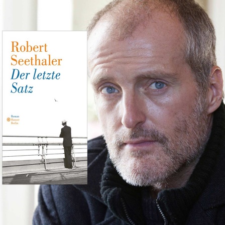Buchcover "Der letzte Satz" und Schriftsteller Robert Seethaler foto: Imago + Hanser Berlin