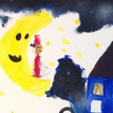 Ein von einem Kind gemaltes Bild zum Schlaflied "La-le-lu"