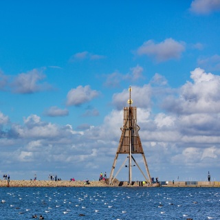 Kugelbake, Mündung der Elbe, Wahrzeichen der Stadt Cuxhaven