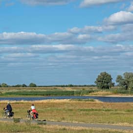 Radfahrer fahren entlang der Elbe (Foto: imago images / Imagebroker)
