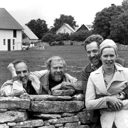 Das Beitragsbild des WDR3 Kulturfeature "Der Mann und seine Insel" zeigt Ingmar Bergman mit Freunden auf Fårö.