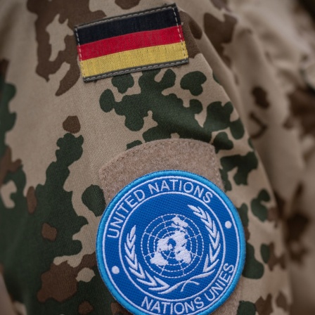 Das Schulterpatch der MINUSMA Mission der Vereinten Nationen UN an einem Bundeswehr Soldaten