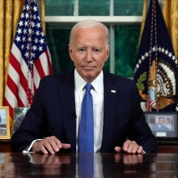 US-Präsident Joe Biden erklärt in seiner Rede an die Nation am 24. Juli 2024 seine Entscheidung, seine Kandidatur für die Wiederwahl zum Präsidenten der Demokraten aufzugeben.
