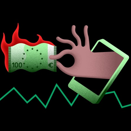 Grafik Hand mit brennendem Geldschein