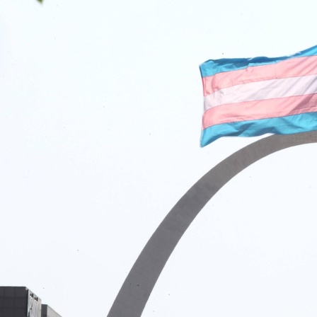 Eine transgender Flagge in der amerikanischen Metropole St. Louis.