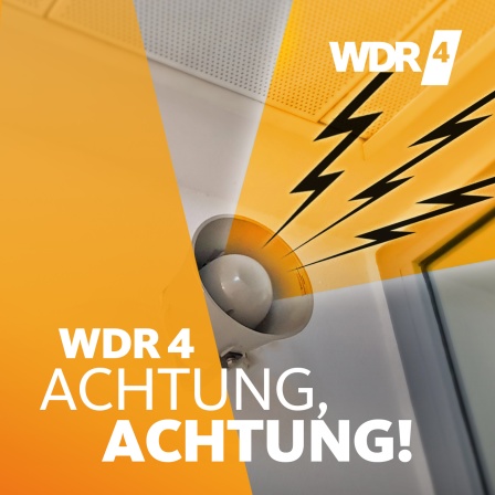 Lautsprecher und Schriftzug "WDR 4 Achtung, Achtung!"
