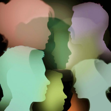 Illustration: Mehrere sich überschneidende Profile von Mann und Frau.