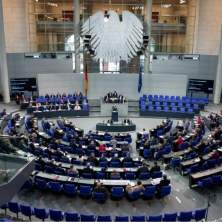 Aufnahme vom Plenarsaal des Bundestags.