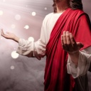 Eine Illustration des betenden Jesus