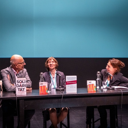 Heinz Bude, Aleida Assmann und Natascha Freundel © Internationales Literaturfestival Berlin, PWS-e.V., Foto: Charlotte Kunstmann