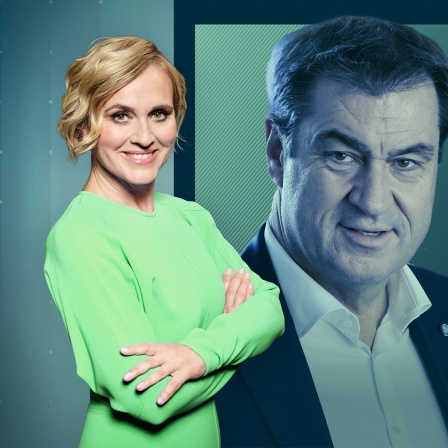 Caren Miosga und Bayerns Ministerpräsident Markus Söder (CSU).