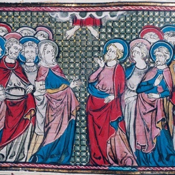 Christi Himmelfahrt - Buchmalerei aus der 'Historia Scholastica' des sogenannten Pierre le Mangeur ( Petrus Comestor).