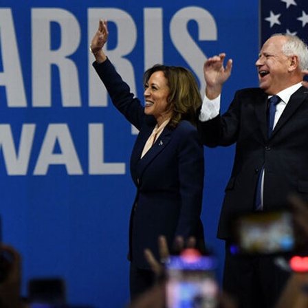 US-Wahlen: Präsidentschaftskandidatin Kamala Harris und Vizepräsidenschaftskandidat Tim Walz.