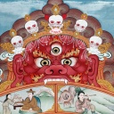 Das Rad des Lebens - Wandmalerei in einem buddhistischen Kloster
