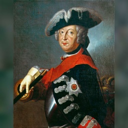 Porträt Friedrich II. (der Große), König von Preußen, Gemälde von T.W.Höpffner, nach Gemälde von Antoine Pesne, 18. Jahrhundert, Öl auf Leinwand, Privatsammlung.