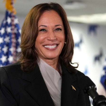 Vizepräsidentin Kamala Harris in ihrem Wahlkampfhauptquartier.