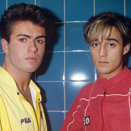 George Michael und Andrew Ridgeley von Wham! aufgenommen im Juni 1984 in Glasgow.