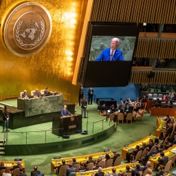 Joe Biden, Präsident der USA, spricht bei der Generaldebatte der UN-Vollversammlung.