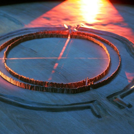 Modell des Sonnenobservatoriums von Goseck in der Ausstellung - Der geschmiedete Himmel