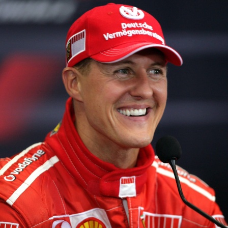 Michael Schumacher (Deutschland / Ferrari) sichtlich zufrieden