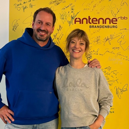 Heike Makatsch und René Hausmann, Bild: Antenne Brandenburg