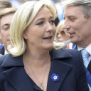 Jean Marie Le Pen und Marine Le Pen bei einer Demo des Front National am 1. Mai 2014 in Paris