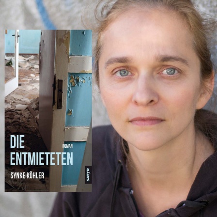 Autorin Synke Köhler mit Buchcover "Die Entmieteten" © satyr verlag + synke köhler