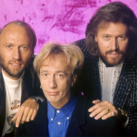 Die Brüder der Band &#034;Bee Gees&#034;: Maurice Gibb, Robin Gibb und Barry Gibb (v. l. n. r.)