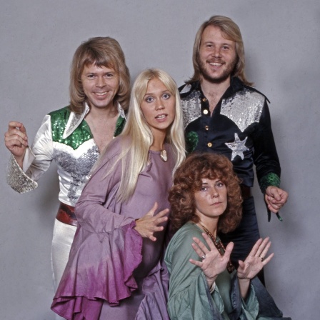 Studioaufnahme der schwedischen Popgruppe ABBA, Deutschland 1970er Jahre