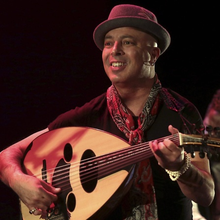 Tunisian singer, composer and lute player Dhafer Youssef performs on stage during his Granada&#039;s Jazz International Festival concert held in Granada, 11. November 2016.