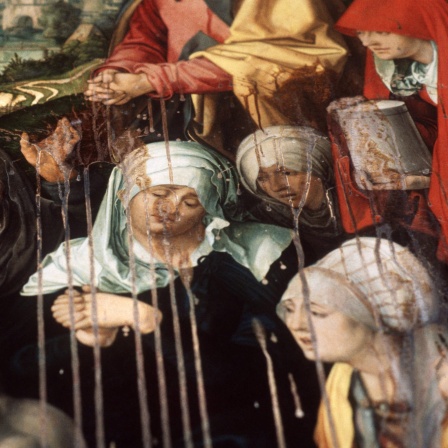 Das Archivbild vom 21.04.1988 zeigt das zerstörte Gemälde &#034;Beweinung Christi&#034; von Albrecht Dürer