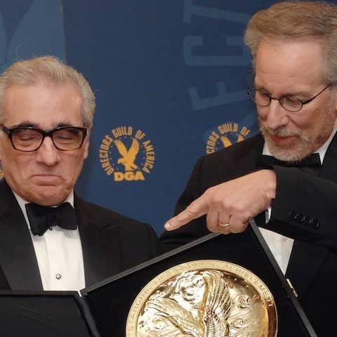 Martin Scorsese (l.) bei der Preisverleihung für "The Departed"