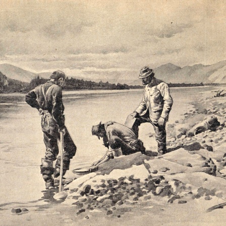 Historisches Gemälde zeigt Goldsucher am Yukon River 1898